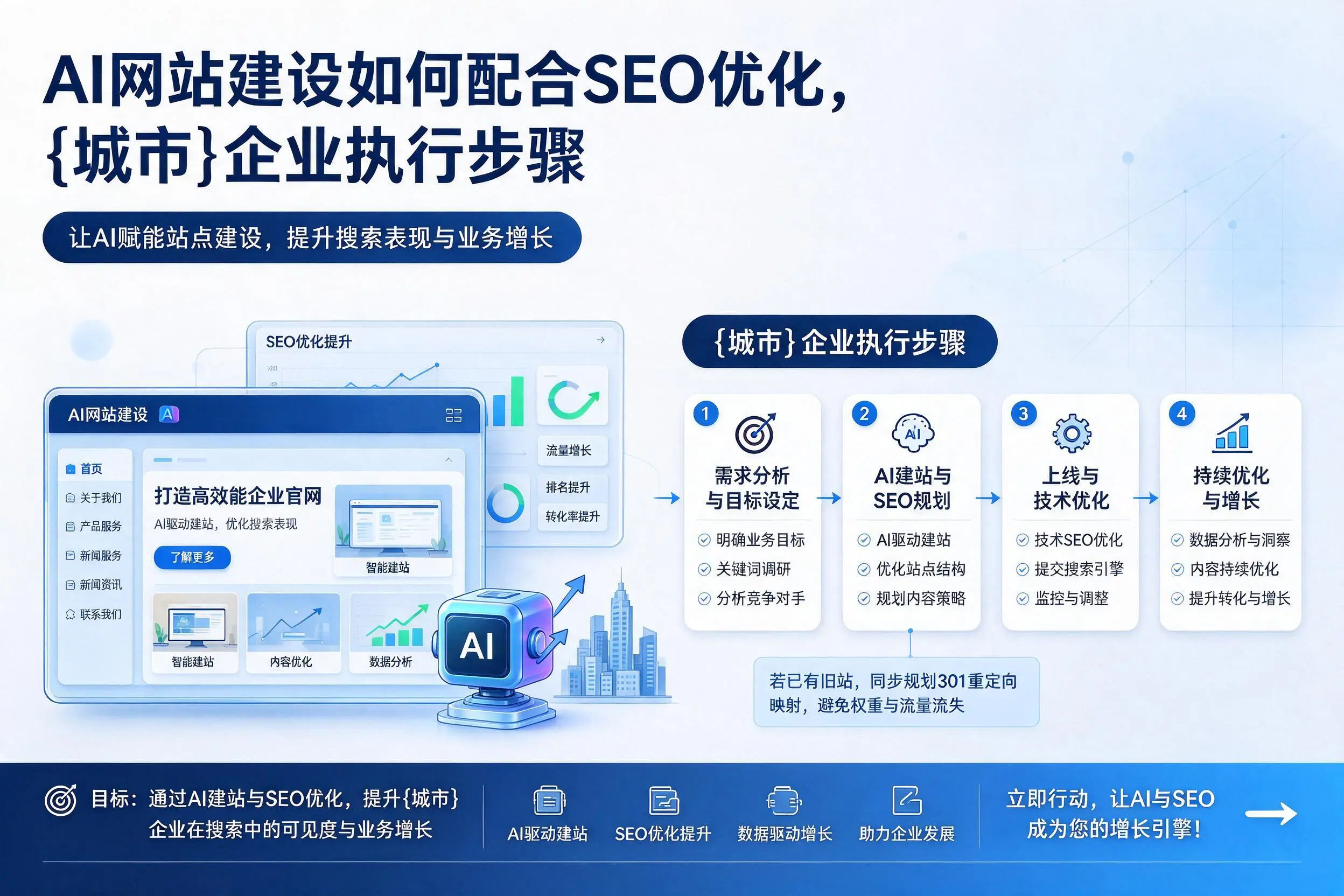 AI网站建设如何配合SEO优化，武汉企业执行步骤