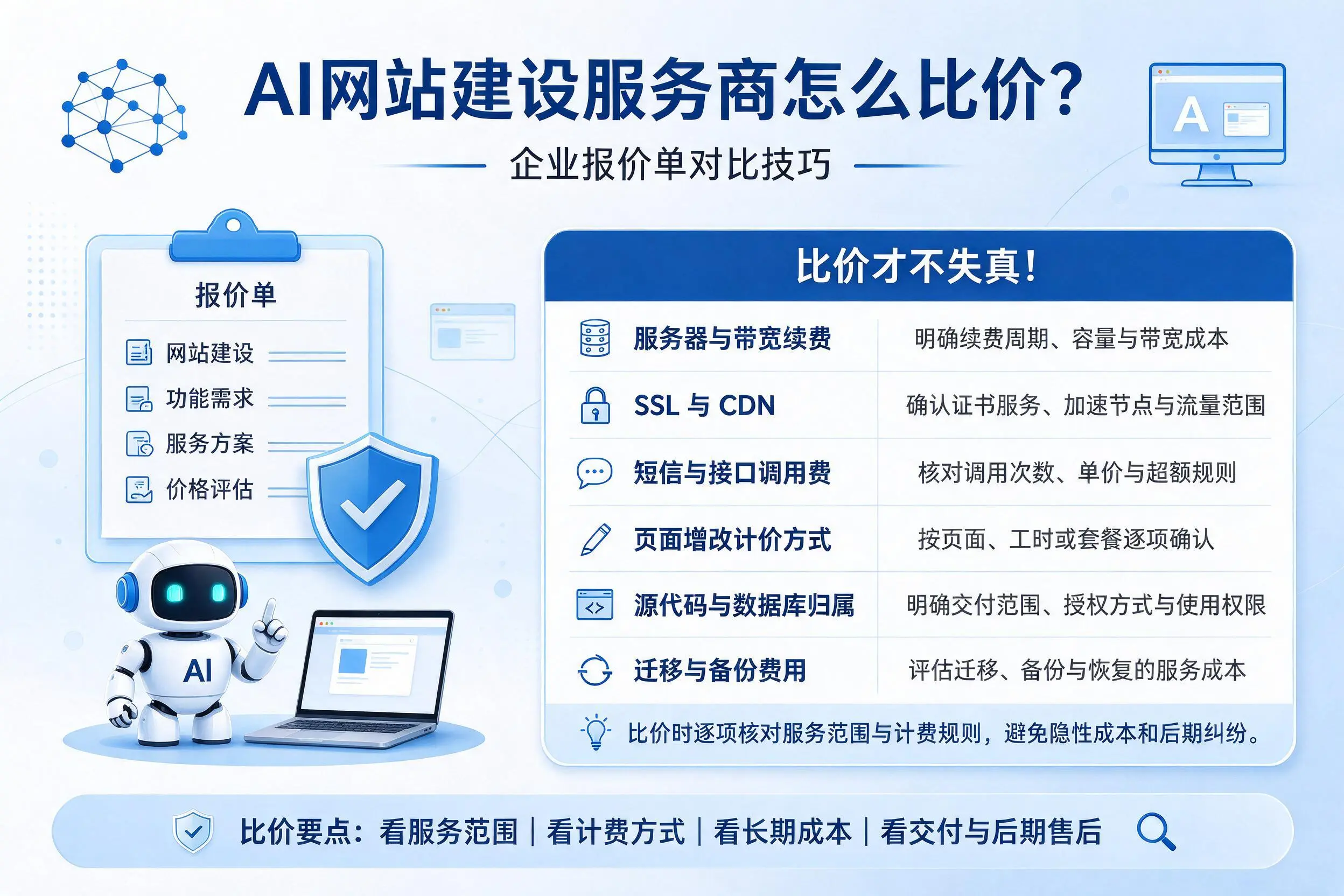 AI网站建设服务商怎么比价？武汉企业报价单对比技巧